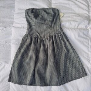 Gingham Plaid Strapless Dress